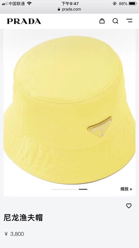 Prada男女同款帽子 普拉達經典暗黑錦綸漁夫帽遮陽帽  mm1066